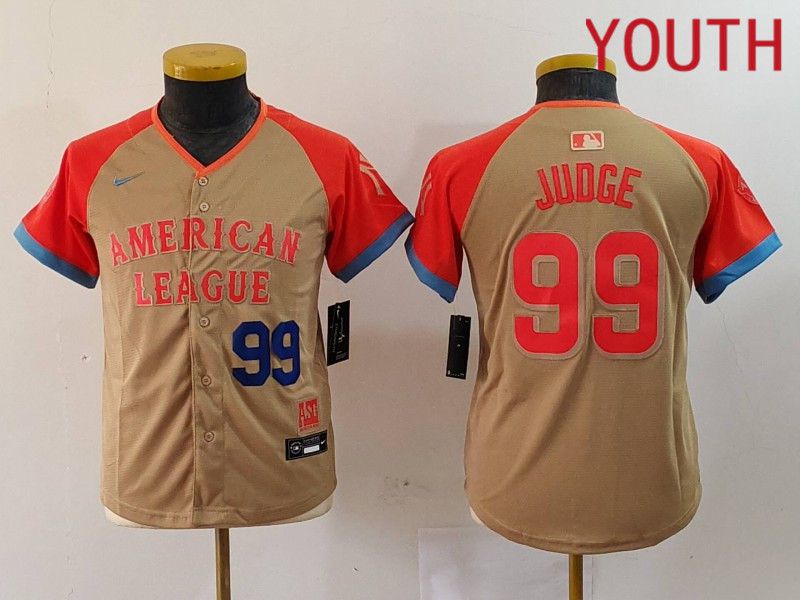 Youth New York Yankees #99 Judge Orange All star 2024 Nike MLB Jersey style 3